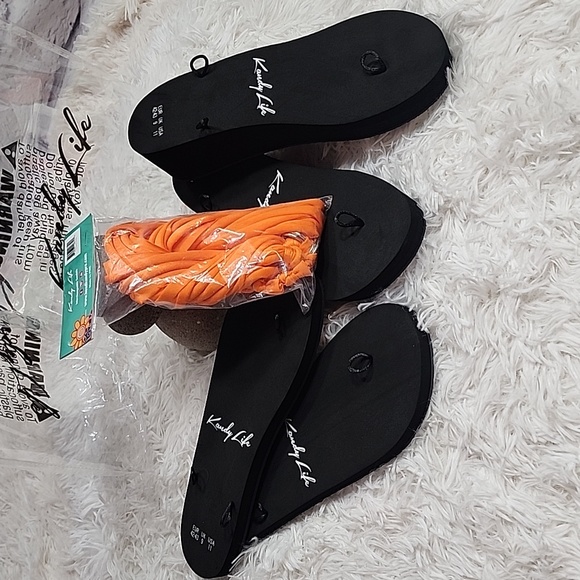 3pcs Kandy Life Interchangeable Sandals - Flat & Wedge/ sizes 11/ NWT/ ORANGE - Picture 9 of 10